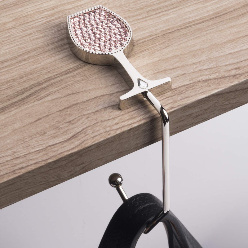 Chris's Stuff Wine Lover's Purse Hook - Portable Handbag Holder - Table/Desk Hanger with Wine Glass Rhinestone Design - Crystal - Image 2